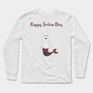 Airedale Terrier puppy in Traditional Tartan Costume  National Tartan Day Long Sleeve T-Shirt